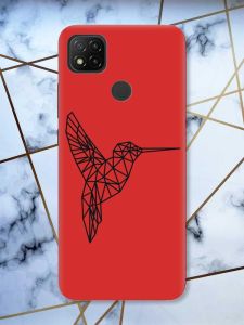 Матовий червоний чохол на Xiaomi Redmi 9C / 10A Колібрі принт 122