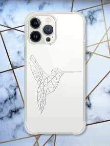 Прозорий чохол із потовщеними кутами на iPhone 14 Pro Max Колібрі принт 123