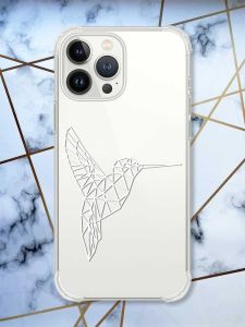 Прозорий чохол із потовщеними кутами на iPhone 14 Pro Колібрі принт 123