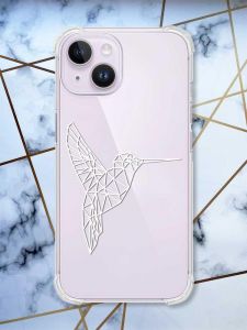 Прозорий чохол із потовщеними кутами на iPhone 14 Колібрі принт 123