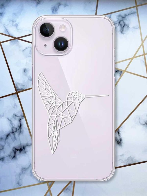 Прозорий чохол із захистом камери на iPhone 14 Колібрі принт 123