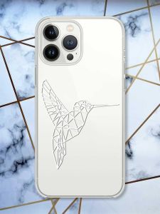 Прозорий чохол із захистом камери на iPhone 14 Pro Колібрі принт 123