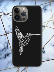 Матовий чорний чохол на Apple iPhone 13 Pro Колібрі принт 123