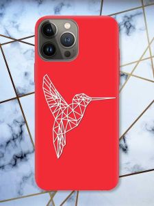 Матовий червоний чохол на Apple iPhone 13 Pro Колібрі принт 123