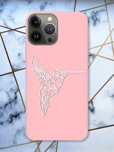 Матовий рожевий чохол на Apple iPhone 13 Pro Колібрі принт 123
