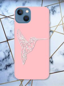 Матовий рожевий чохол на Apple iPhone 13 Колібрі принт 123
