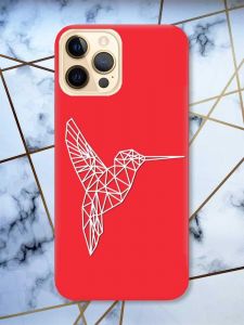 Матовий червоний чохол на Apple iPhone 12 Pro Max Колібрі принт 123
