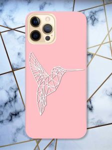 Матовий рожевий чохол на Apple iPhone 12 Pro Max Колібрі принт 123