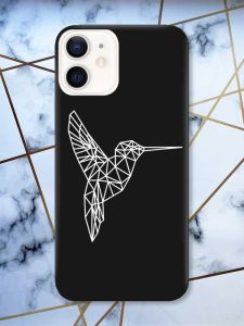 Матовий чорний чохол на Apple iPhone 12 / 12 Pro (6.1) Колібрі принт 123