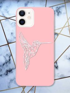 Матовий рожевий чохол на Apple iPhone 12 / 12 Pro (6.1) Колібрі принт 123