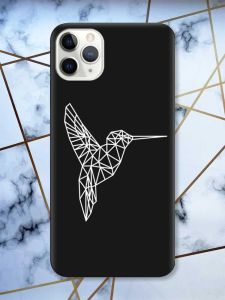 Матовий чорний чохол на iPhone 11 Pro Max (6.5) Колібрі принт 123
