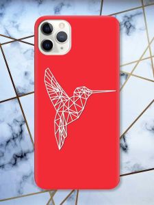 Матовий червоний чохол на iPhone 11 Pro Max (6.5) Колібрі принт 123