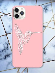 Матовий рожевий чохол на iPhone 11 Pro Max (6.5) Колібрі принт 123