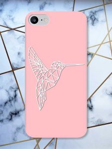 Матовий рожевий чохол на iPhone 7 / 8 Колібрі принт 123