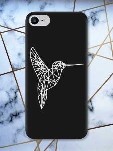 Матовий чорний чохол на iPhone 7 / 8 Колібрі принт 123