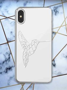 Прозорий чохол на iPhone X / XS Колібрі принт 123