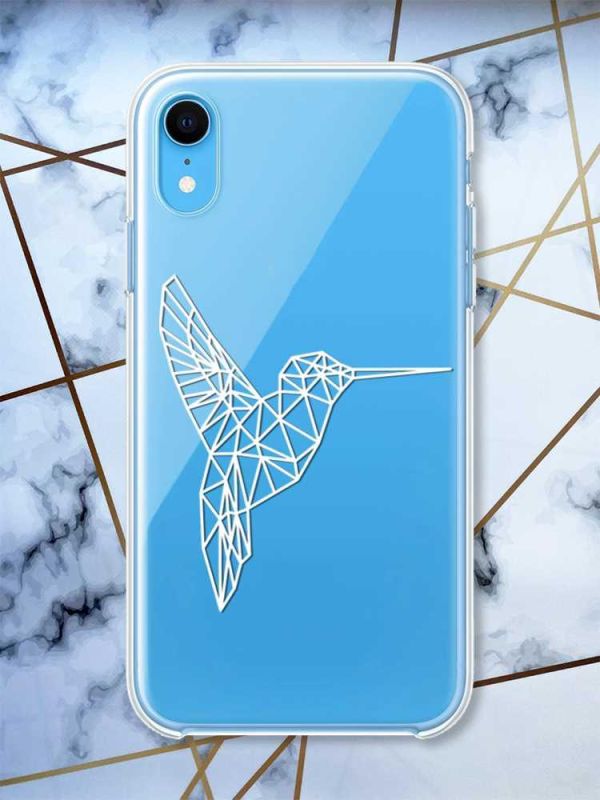 Прозорий чохол на iPhone XR Колібрі принт 123