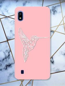 Матовий рожевий чохол на Samsung Galaxy А10 (2019) А105 Колібрі принт 123