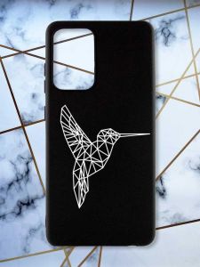 Матовий чорний чохол на Samsung Galaxy A52 Колібрі принт 123