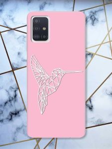 Матовий рожевий чохол на Samsung Galaxy A51 Колібрі принт 123