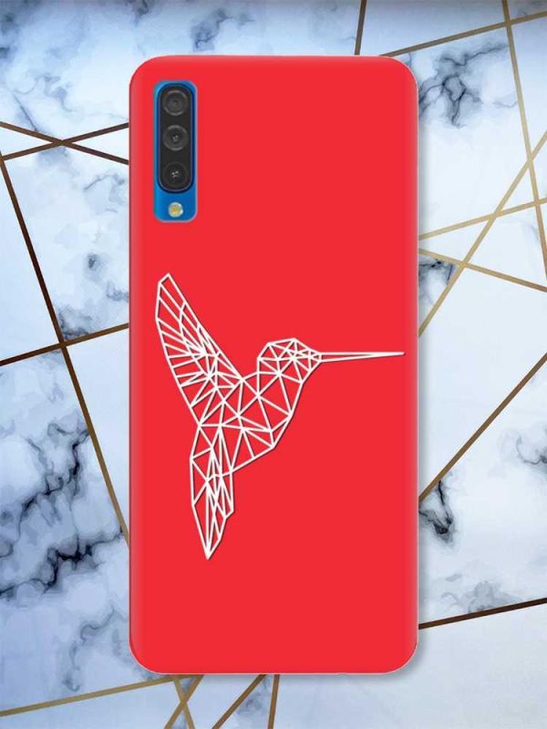 Матовий червоний чохол на Samsung Galaxy А50 (2019) А505 Колібрі принт 123