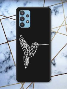 Матовий чорний чохол на Samsung Galaxy A32 Колібрі принт 123
