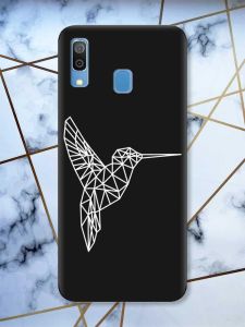 Матовий чорний чохол на Samsung Galaxy А30 (2019) / А20 (2019) Колібрі принт 123