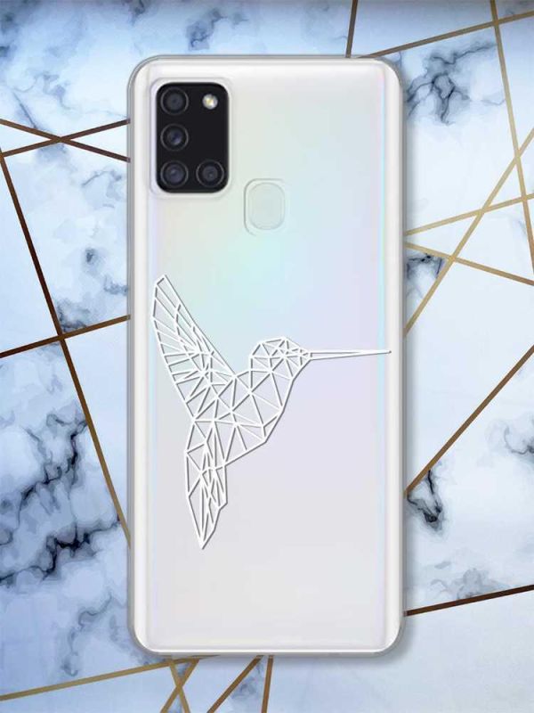 Прозорий чохол на Samsung Galaxy A21s Колібрі принт 123