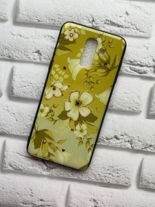 Чохол із блискітками для Samsung Galaxy J8 (2018) Квіти жовті з камінням