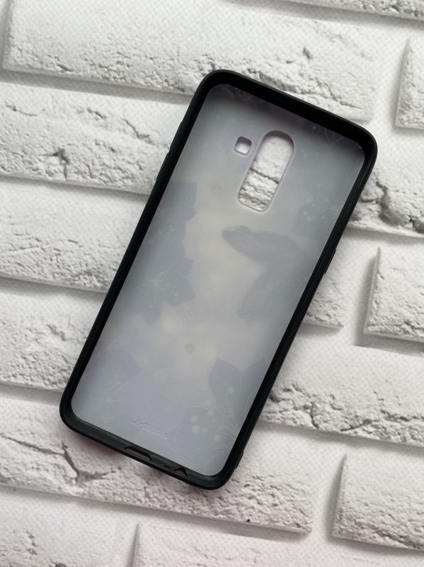 Чохол із блискітками для Samsung Galaxy J8 (2018) Метелики на фіолетовому