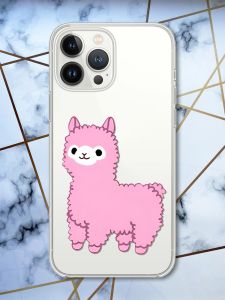 Чохол із захистом камери на iPhone 14 Pro Max :: Лама рожева (принт 100)