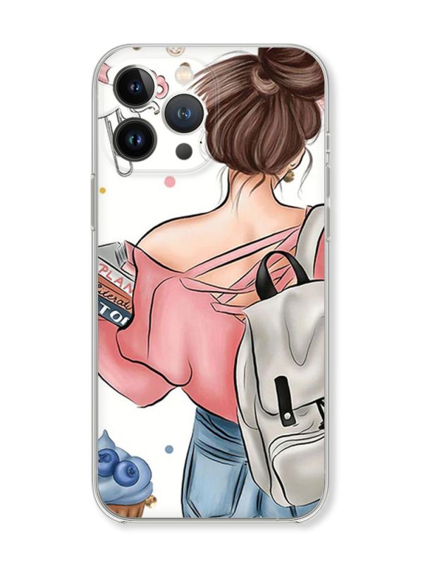 Чохол із захистом камери на iPhone 14 Pro Max Дівчина з рюкзаком принт 30