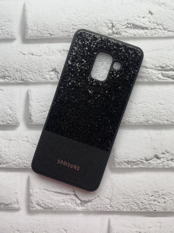 Силіконовий чохол з блискітками для Samsung Galaxy A5(2018) / A8(2018) Чорний