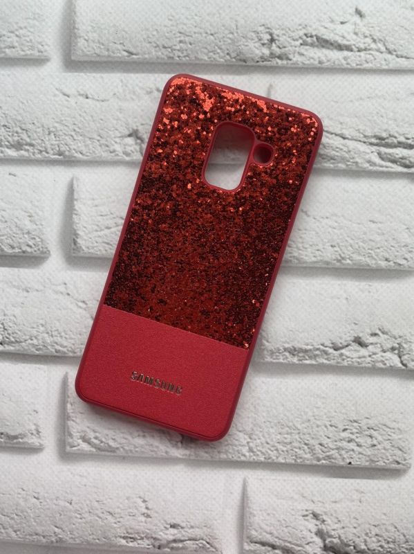 Силіконовий чохол з блискітками для Samsung Galaxy A5(2018) / A8(2018) Червоний