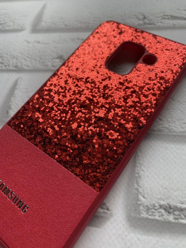 Силіконовий чохол з блискітками для Samsung Galaxy A5(2018) / A8(2018) Червоний