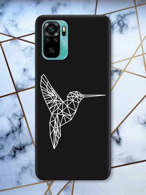 Матовий чорний чохол на Xiaomi Redmi Note 10 / Note 10s Колібрі принт 123