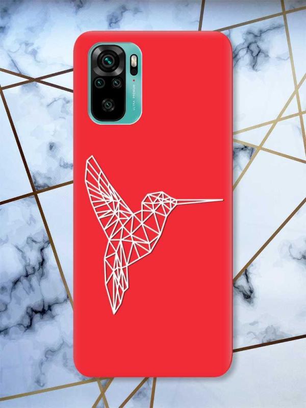 Матовий червоний чохол на Xiaomi Redmi Note 10 / Note 10s Колібрі принт 123