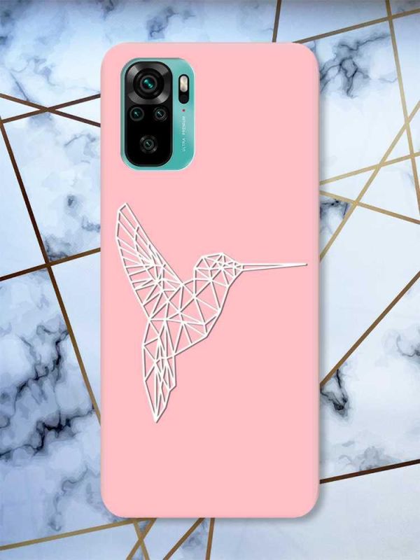 Матовий рожевий чохол на Xiaomi Redmi Note 10 / Note 10s Колібрі принт 123