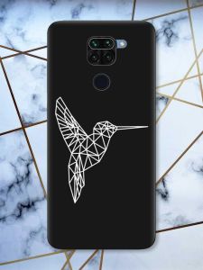 Матовий чорний чохол на Xiaomi Redmi Note 9 Колібрі принт 123
