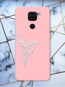 Матовий рожевий чохол на Xiaomi Redmi Note 9 Колібрі принт 123