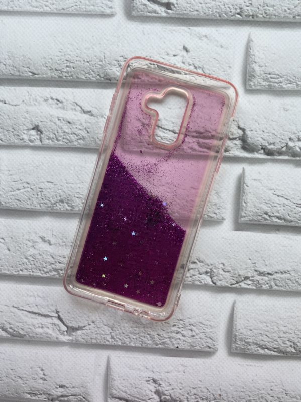 Силіконовий чохол з блискучими переливами Samsung Galaxy А6 Plus Рожевий