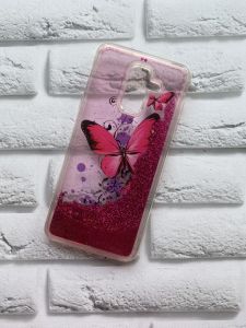 Силіконовий чохол з блискучими переливами Samsung Galaxy А6 Plus Метелик великий