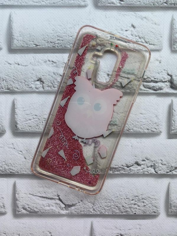 Силіконовий чохол з блискучими переливами Samsung Galaxy А6 Plus Сова рожева