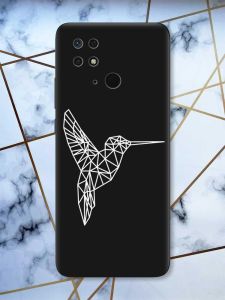 Матовий чорний чохол на Xiaomi Redmi 10C Колібрі принт 123