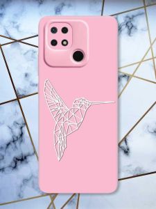 Матовий рожевий чохол на Xiaomi Redmi 10C Колібрі принт 123