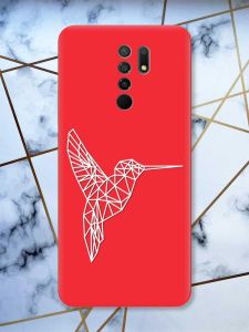 Матовий червоний чохол на Xiaomi Redmi 9 Колібрі принт 123