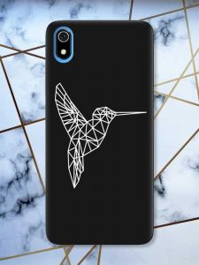 Матовий чорний чохол на Xiaomi Redmi 7A Колібрі принт 123