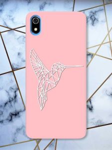 Матовий рожевий чохол на Xiaomi Redmi 7A Колібрі принт 123