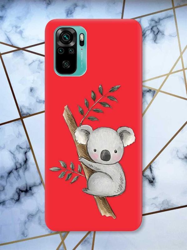 Матовий червоний чохол на Xiaomi Redmi Note 10 / Note 10s :: Коала (принт 132)