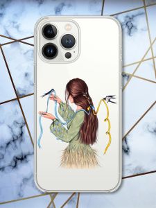 Чохол із захистом камери на iPhone 14 Pro Max патріотичний дизайн Дівчина з ластівками принт 16